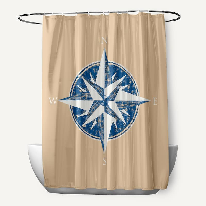 71 x 74-inch Compass Geometric Print Shower Curtain - Taupe