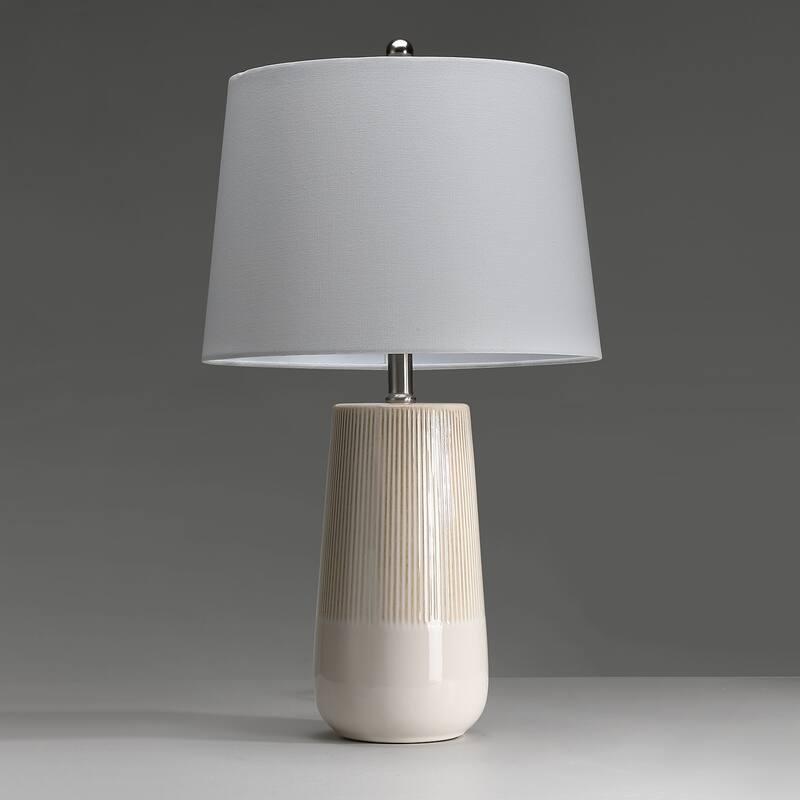 3-Way Ceramic Table Lamp Set of 2 with White Shades - 23 in. H