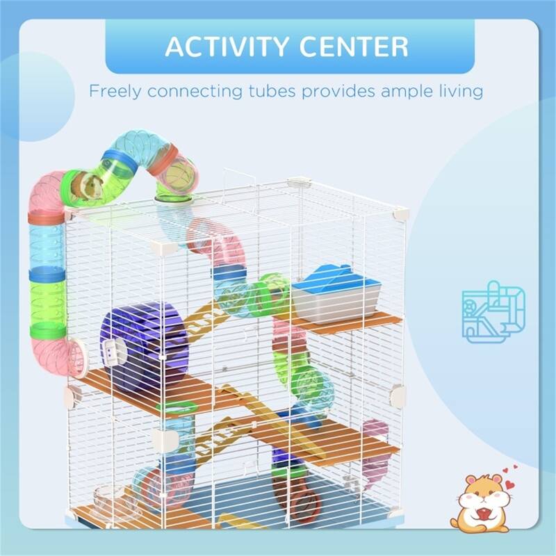 5-Tier Small Hamster Cage with Two Front Door and Multiple Pipes - 18" L x 11.75" W x 22.75" H