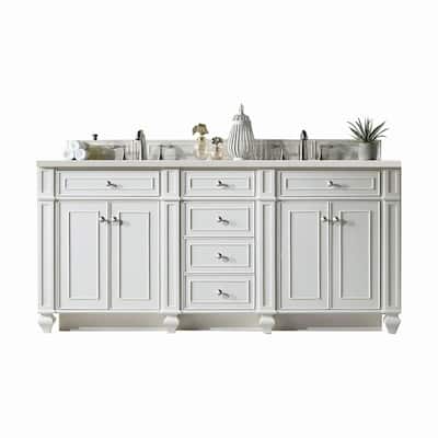 James Martin Vanities 157-V72-3LDL Bristol 72" Double Basin Walnut
