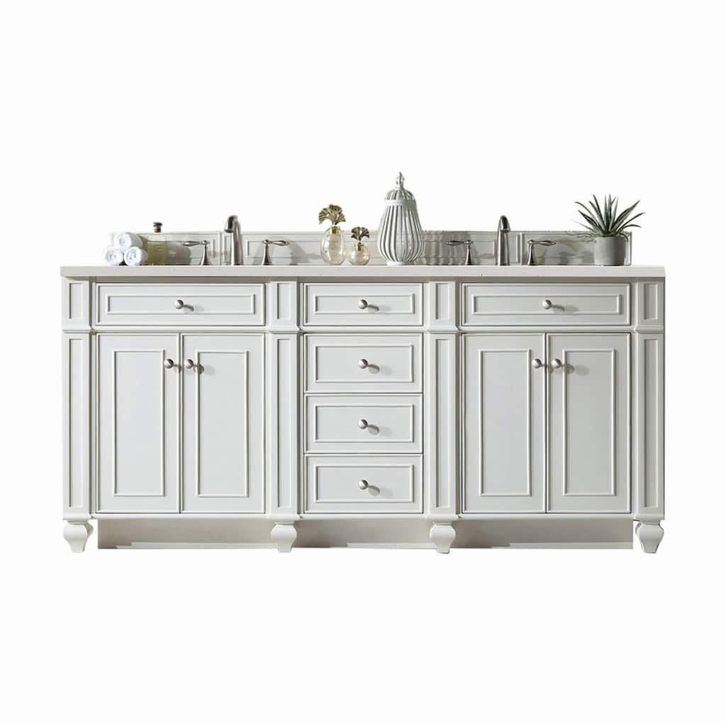 James Martin Vanities 157-V72-3LDL Bristol 72" Double Basin Walnut