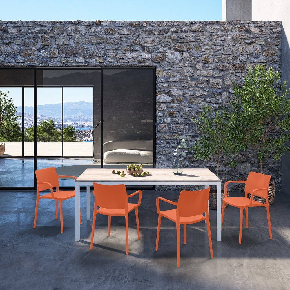 WRGHOME Modern Stacking Patio Dining Armchair Indoor/Outdoor (Set of 2) - 31.30'' H X 22.16'' W X 21.06'' D