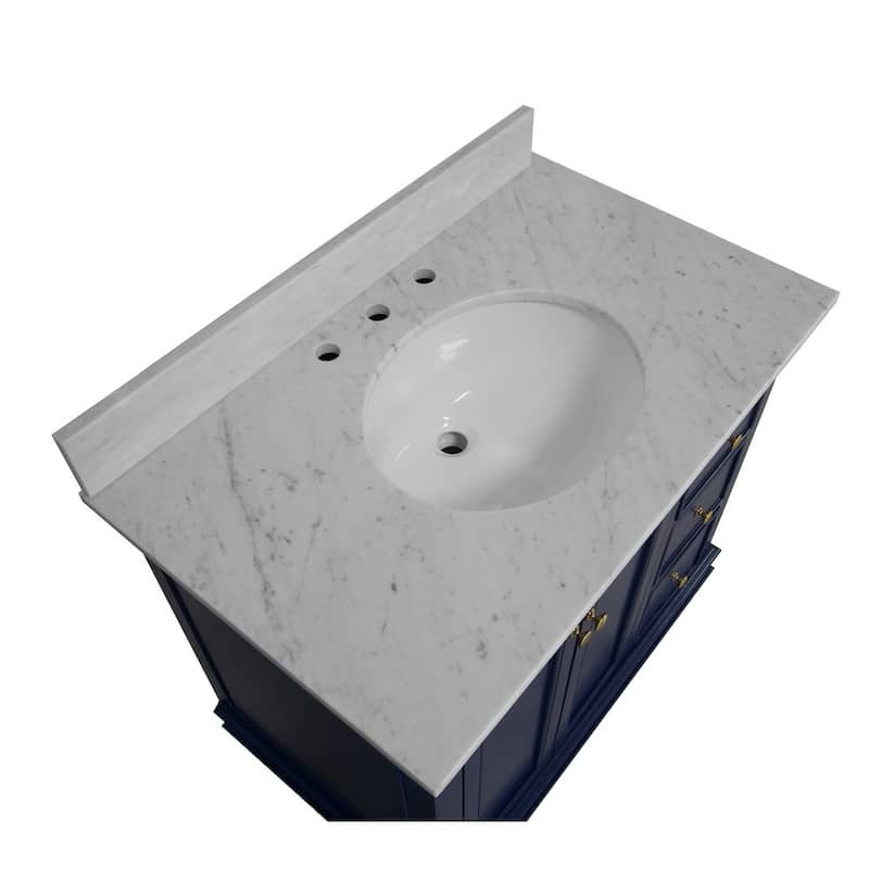 KitchenBathCollection Bella 36" Bathroom Vanity with Carrara Marble Top