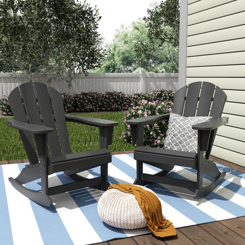 Polytrends Laguna Hdpe All Weather Outdoor Patio Rocking Chair (Set of 2) - Gray