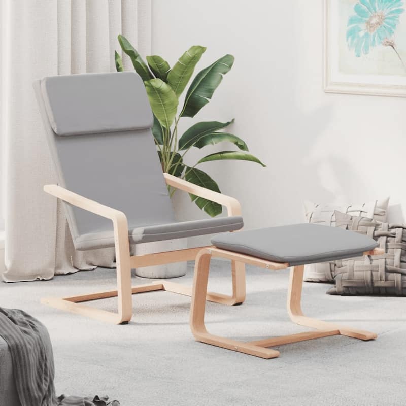 vidaXL Relaxing Chair with Footstool Cream Fabric - 20.1" x 16.1" x 15.7"