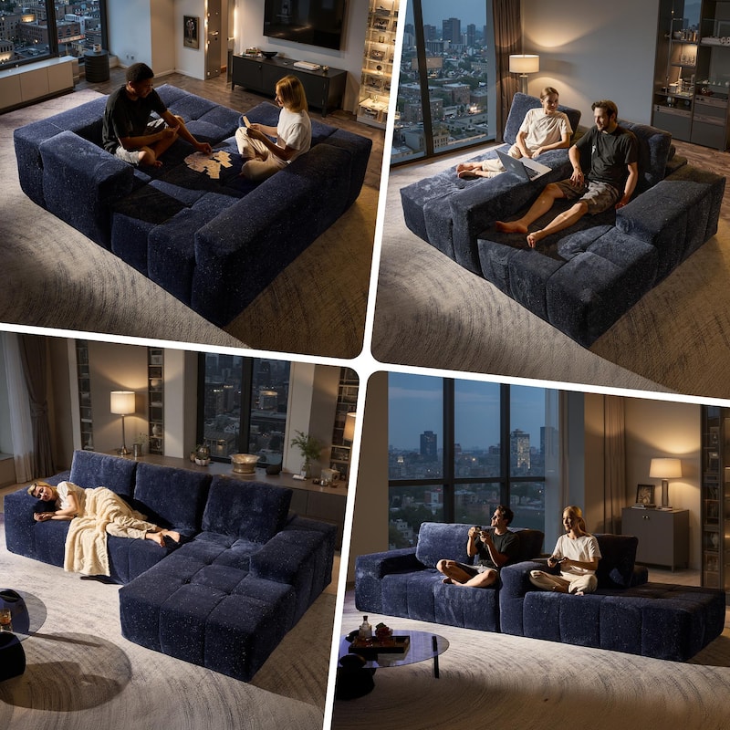 OVIOS Starry Sky Fabric Chaise Lounge Sofa