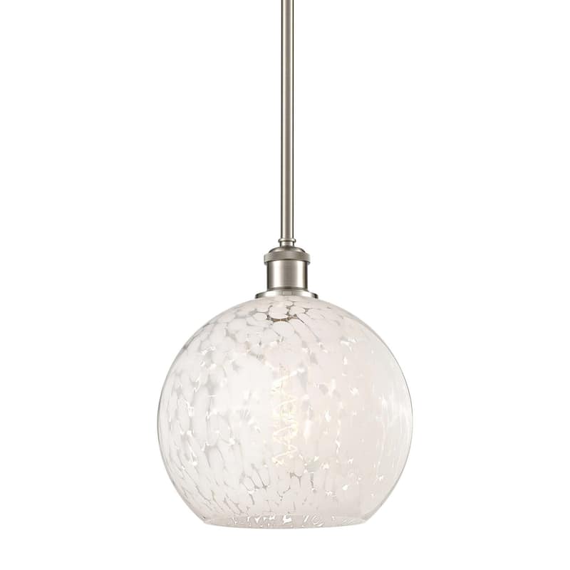 Innovations Lighting 516-1S-12-10 White Mouchette Pendant White - Brushed Satin Nickel / White Mouchette