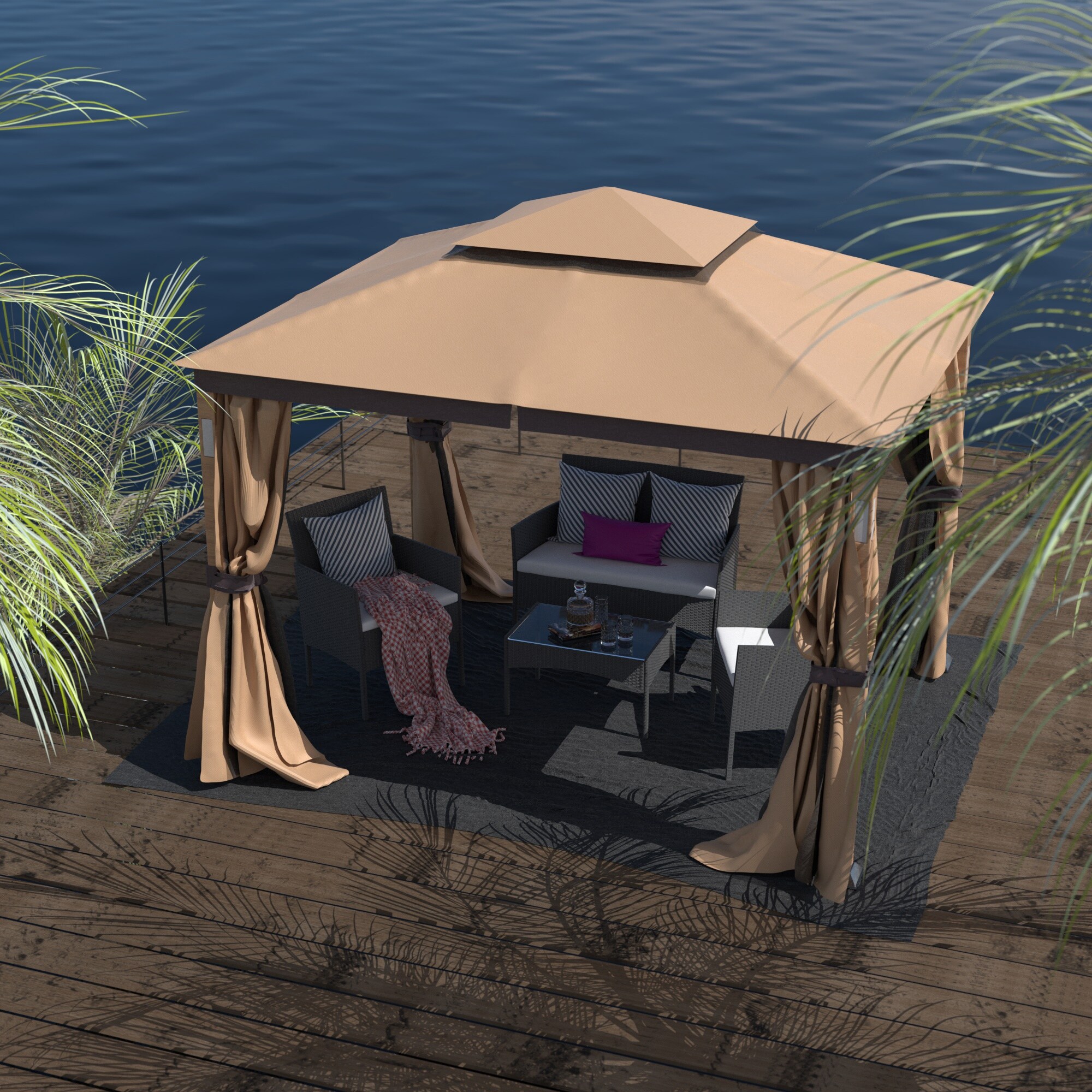 Shop Luxuriously 10 X 12 Garden Gazebo Soft Top Outdoor Patio