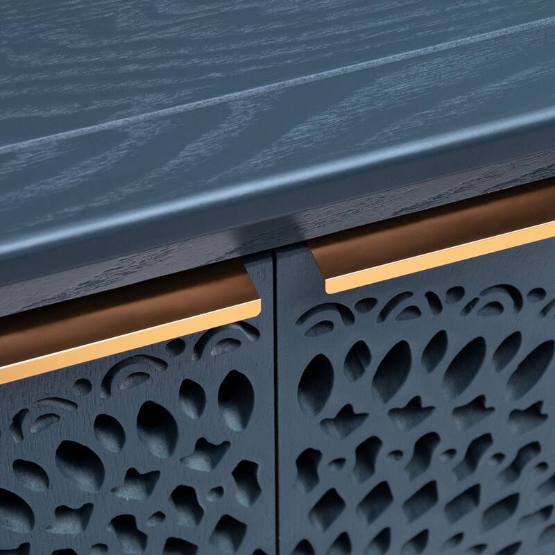 GDFStudio - Manchuria Crest American Style Hollow-Carved Storage Accent Cabinet with 2 Doors