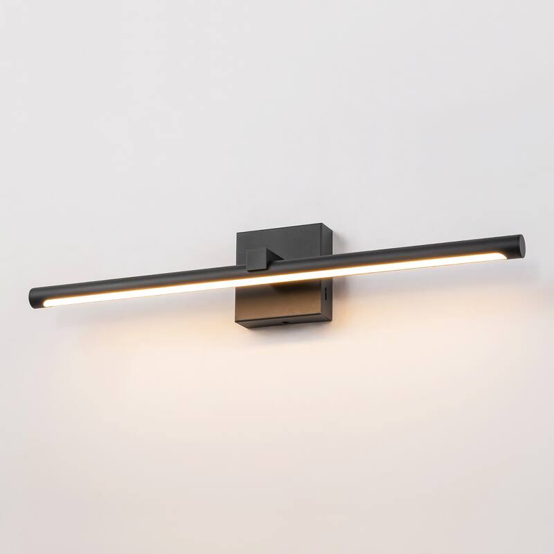 1-Light 23.6" Modern Linear Black Bathroom Vanity Light Integrated LED Color-Changing Lighting Fixtures Over Mirror