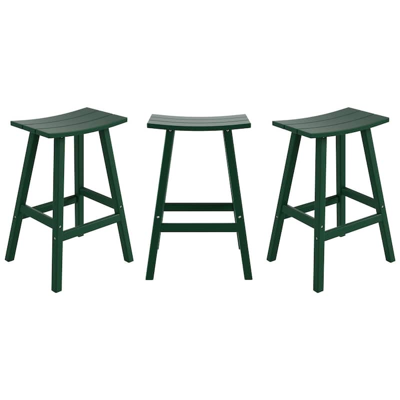 Laguna Hdpe All Weather Outdoor Patio 29" Saddle Seat Bar Stool (Set Of 3)