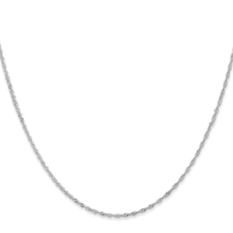 Curata 14k White Gold 9" or 10" 1.1mm Singapore Chain Anklet (Spring-ring)