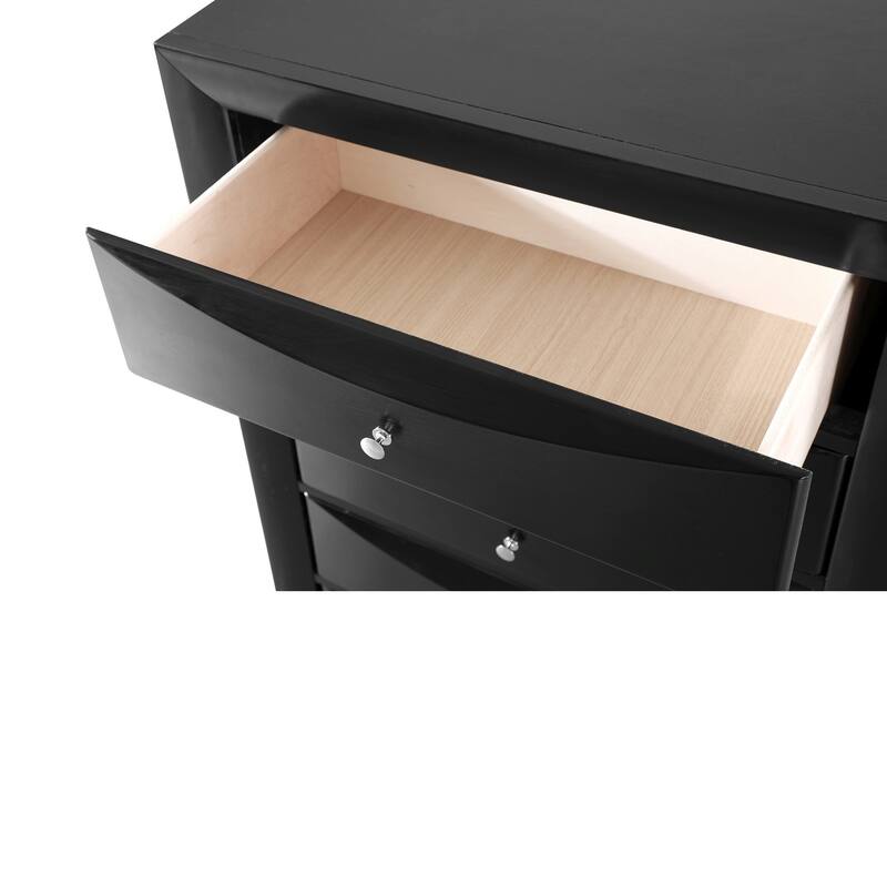 5-Drawer Wooden Bedroom Chest - 48" - Black