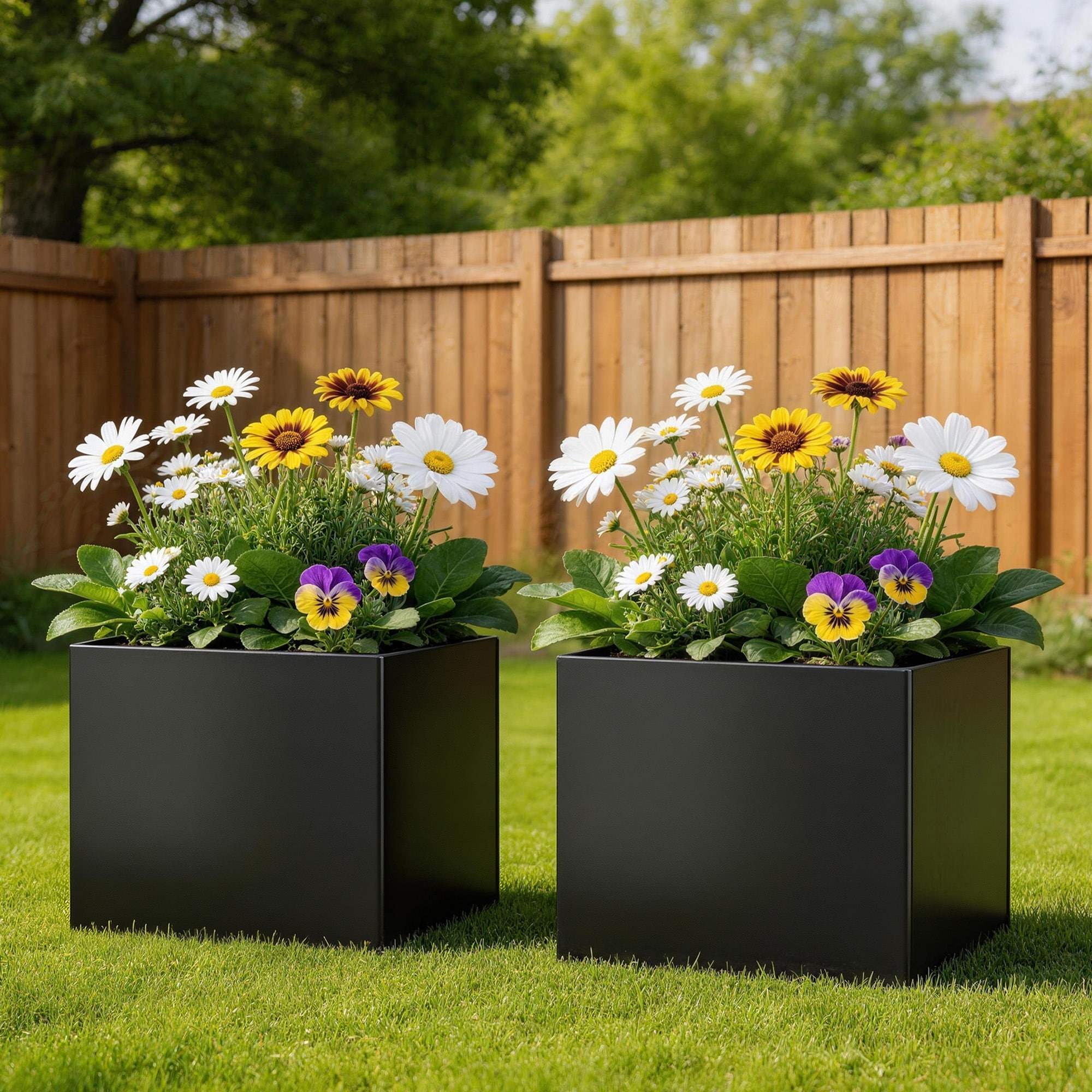 2-Piece Modern Galvanized Steel Outdoor Patio Metal Planter Box