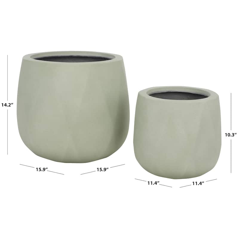 SAFAVIEH Outdoor Living Kane Planter Pot [SET of 2] - 16"W x 16"D x 14"H