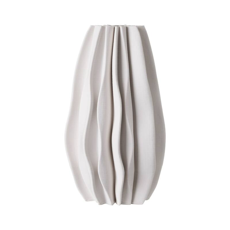 Solid Curved Leaf Ceramic Vase - 12"