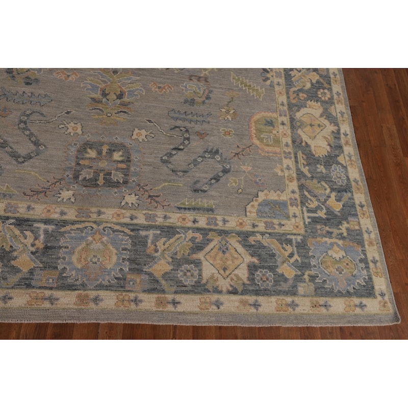 Oushak Turkish Area Rug Handmade Vegetable Dye Grey Wool Carpet - 8'0"x 10'1"