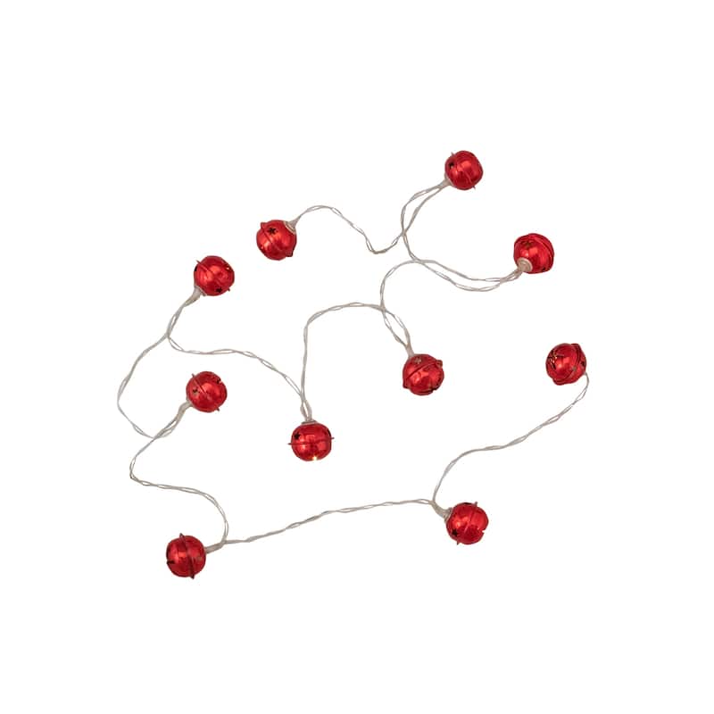 10-Count LED Red Christmas Bells Fairy Lights 5.5ft Clear Wire - 5.5