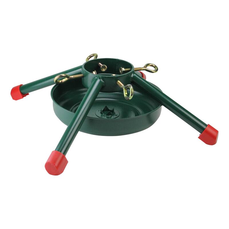 19" Green and Red Christmas Tree Stand for Real Trees - 19