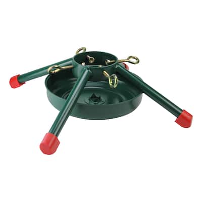 19" Green and Red Christmas Tree Stand for Real Trees - 19