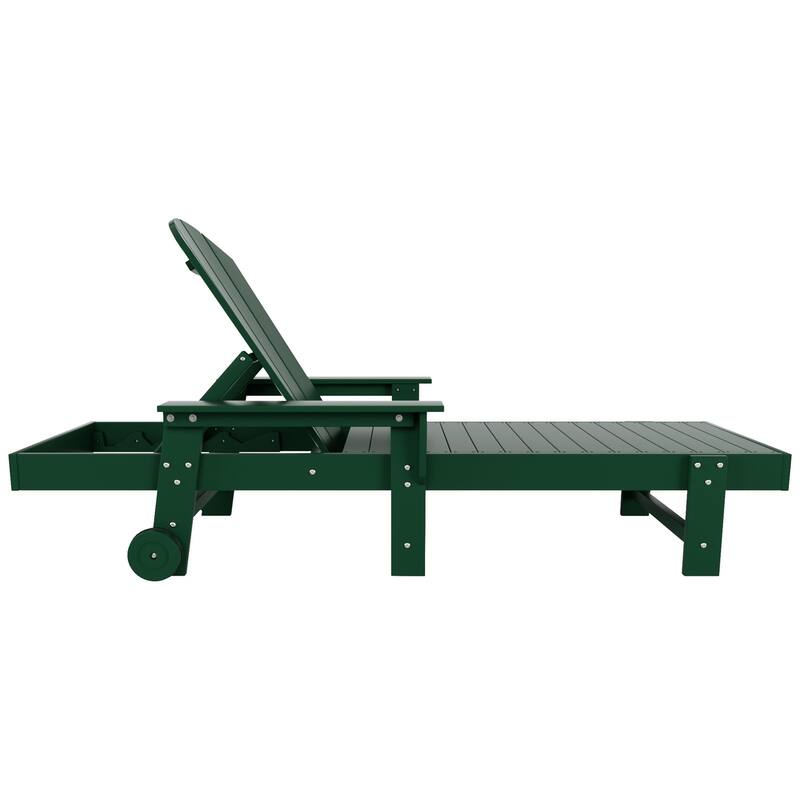 Polytrends Laguna Hdpe All Weather Outdoor Patio Pool Reclining Chaise Lounge With Arms And Wheels (Set Of 2)