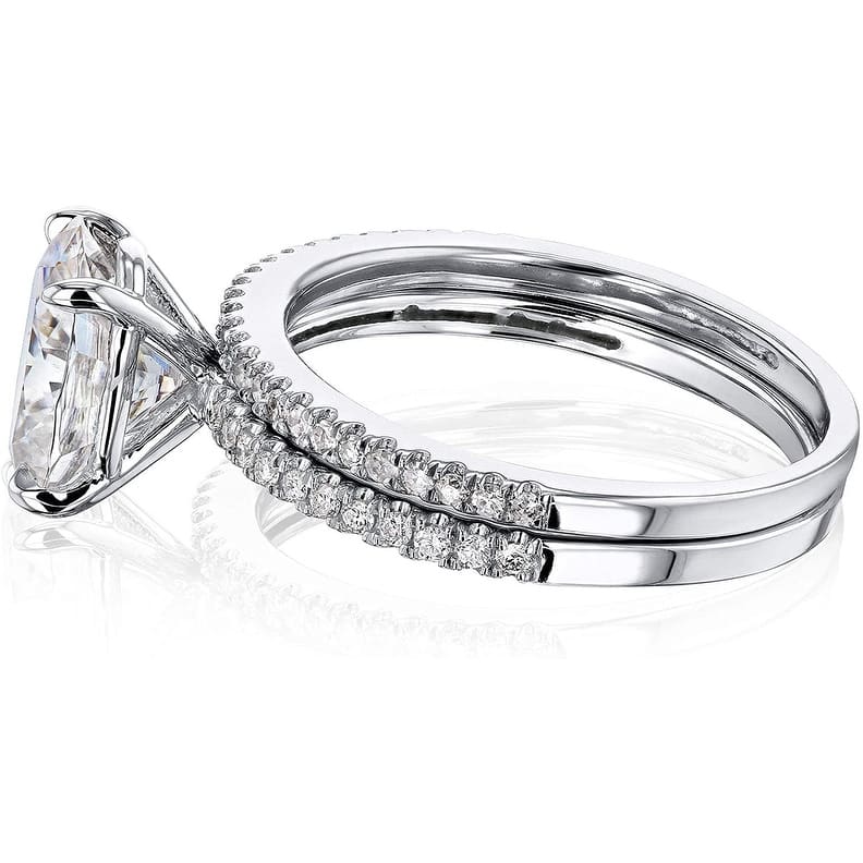 Annello by Kobelli 14k Gold 2.1ct TGW Moissanite and Lab Diamond Bridal Set (HI/VS, DEF/VS)