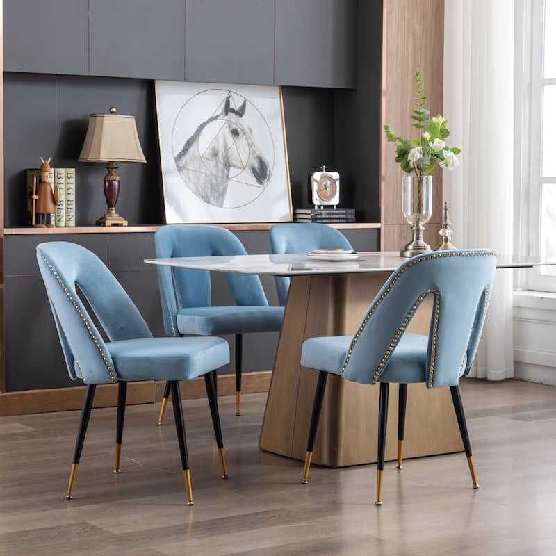 Modern Velvet Upholstered Dining Chairs Set of 6