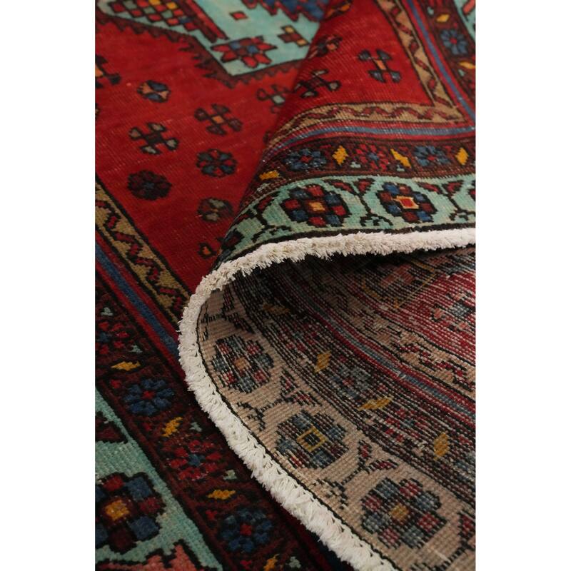Hand Knotted Oriental 100% Wool Carpet Traditional Medallion Red Heriz Area Rug - 5' 4'' X 3' 8''