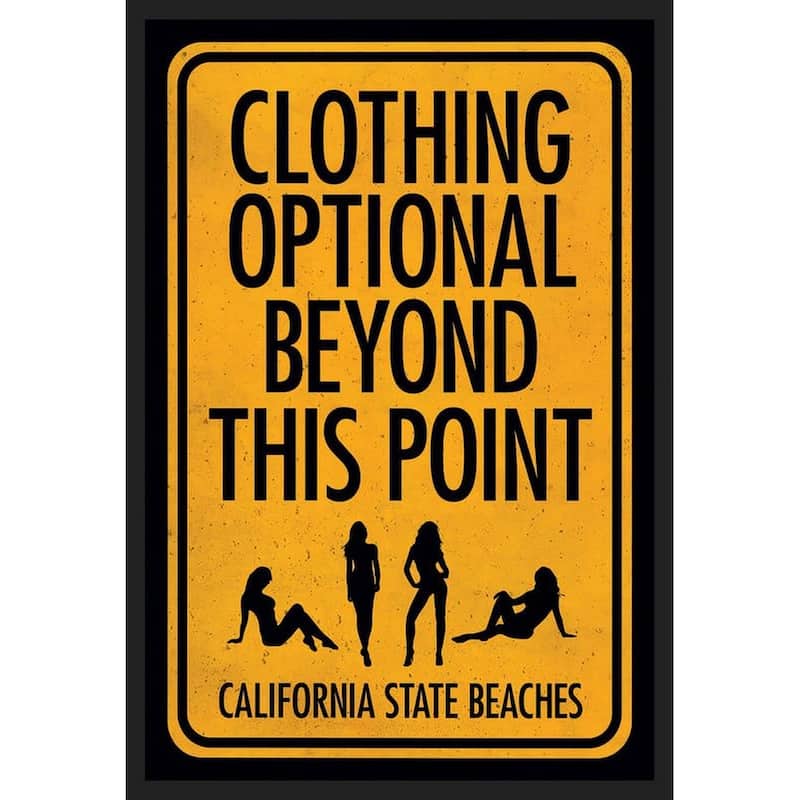 Clothing Optional Beyond This Point Framed Poster - 24 x 36 Inch