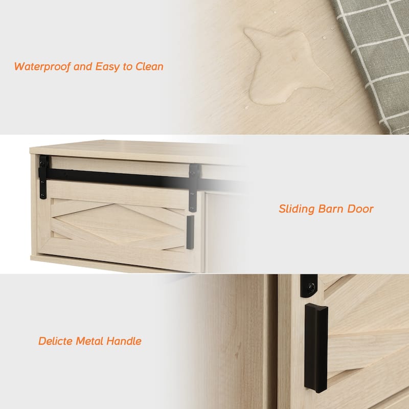 WAMPAT Floating TV Stand for TVs up to 80 Inch with Sliding Barn Door