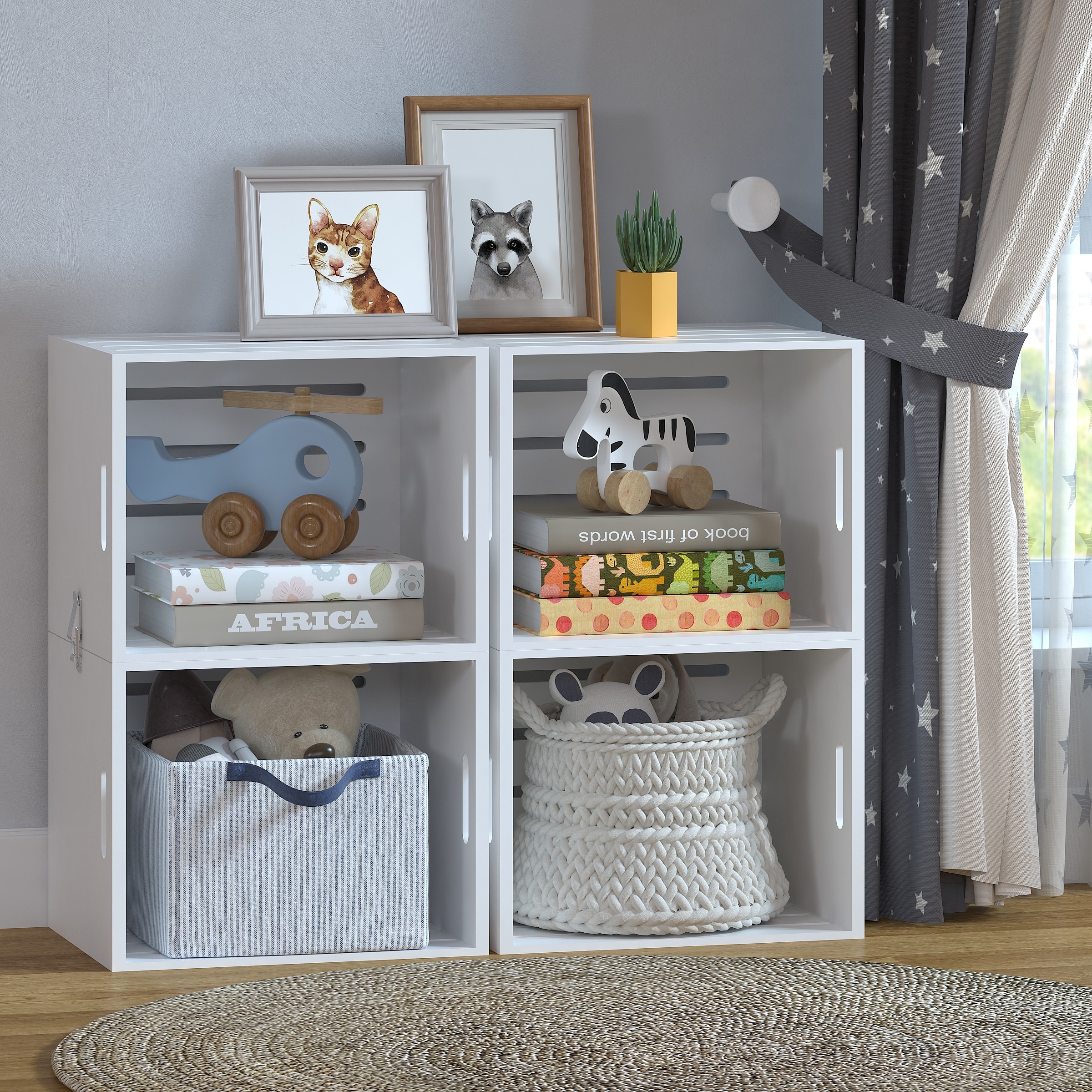 Kids Cube Storage Shelves with Bins and Large Storage for Kids