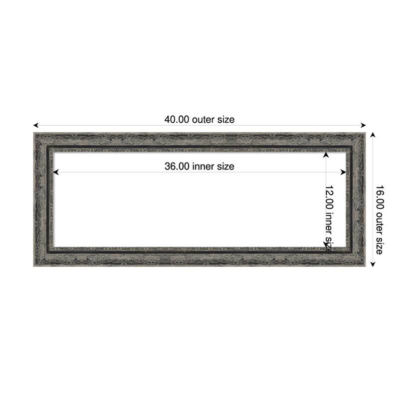 Filigree Framed Dry Erase Magnetic Board - 40 x 16 in - Filigree Matte Black