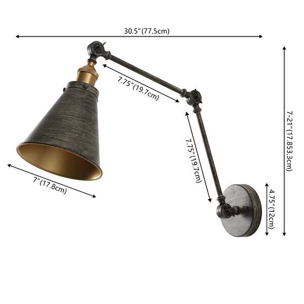 dimension image slide 9 of 14, Rover 7" Adjustable Arm Metal LED Wall Sconce by JONATHAN Y