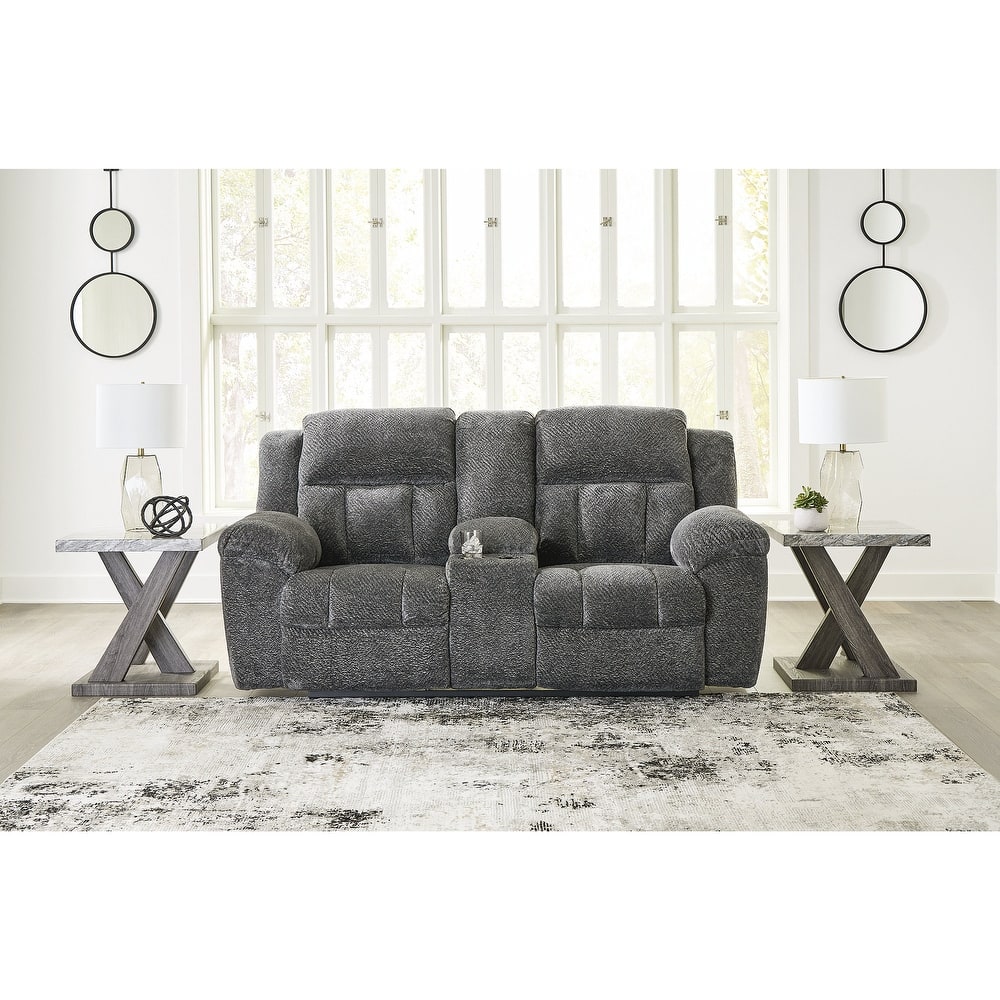 Signature Design by Ashley Frohn Double Reclining Loveseat with Console - 80"W x 40"D x 42"H