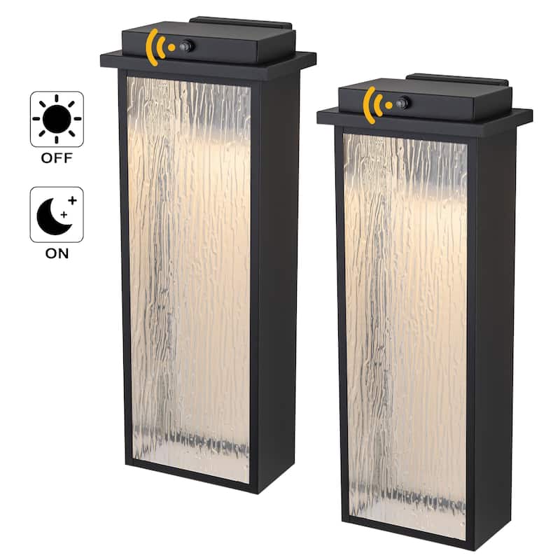 C Cattleya 2-Pack Integrated LED Dusk to Dawn Outdoor Wall Sconce Light with Ripple Glass