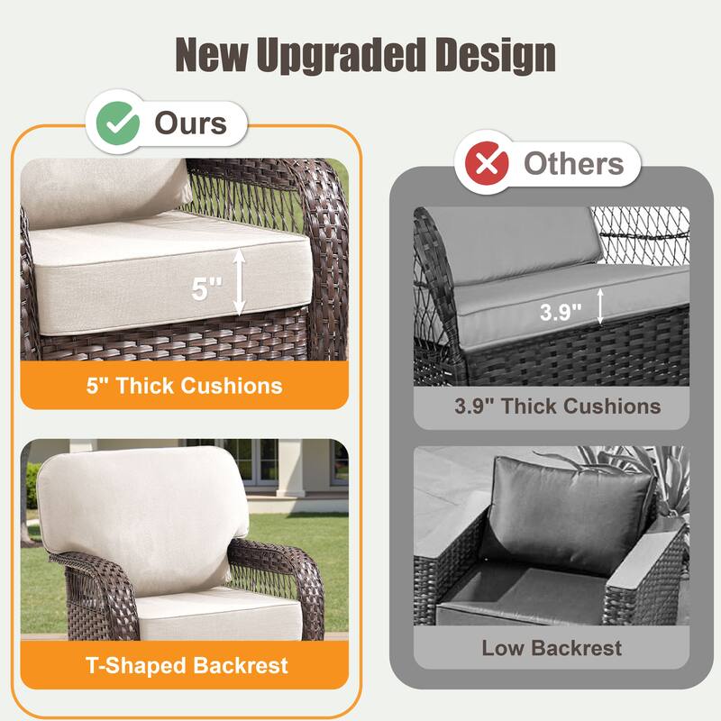 Pocassy Swivel Chair Table with Outdoor Ottoman Set.