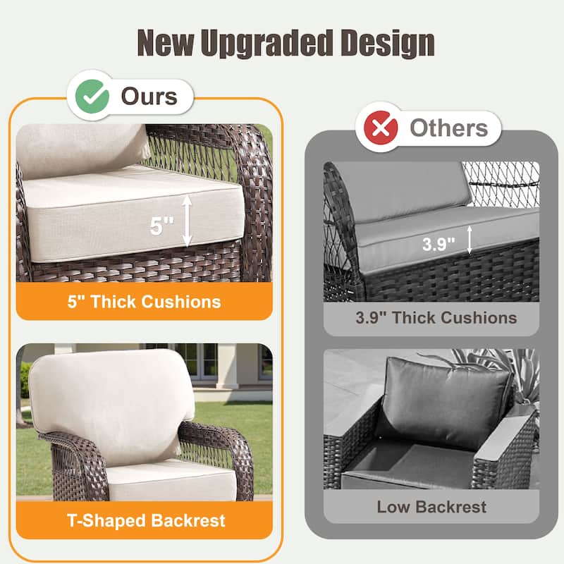 Pocassy Swivel Chair with Outdoor Sofa Ottoman Funiture Set.