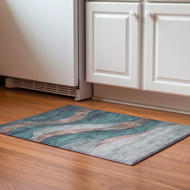 Premium Washable Super Soft Mayfield Rug - Teal - 1'8" x 2'6"