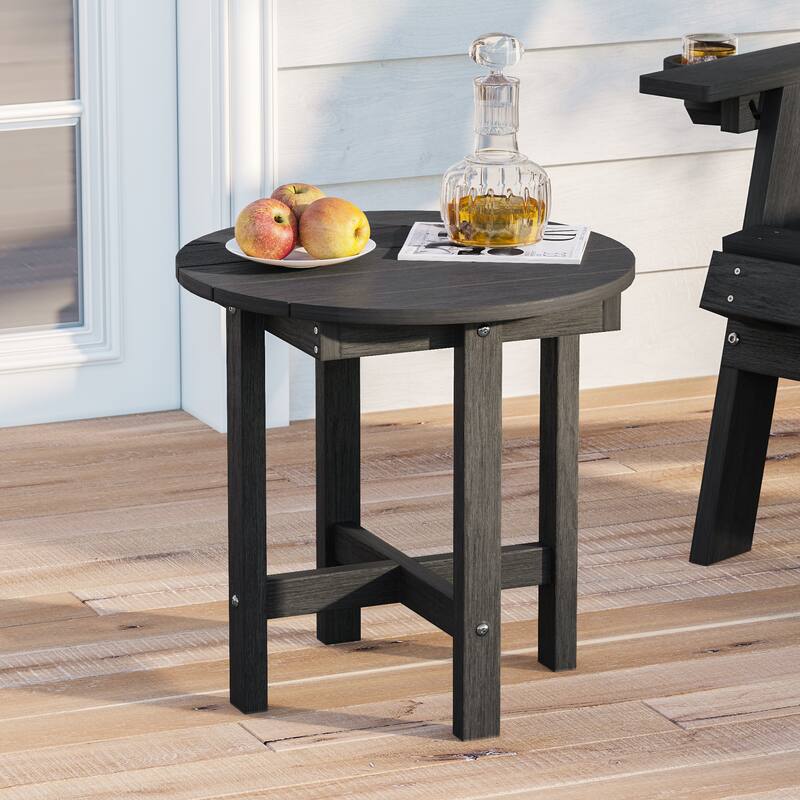 HDPE All-weather Outdoor Side Table, Easy Install Patio Table - Black