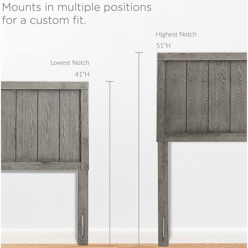 Widman Country Style Queen Size Grey Wooden Headboard