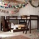 preview thumbnail 1 of 12, L-Shaped Twin over Full Bunk Bed With 3 Drawers,Ladder and Staircase,Kids Bed Design Espresso