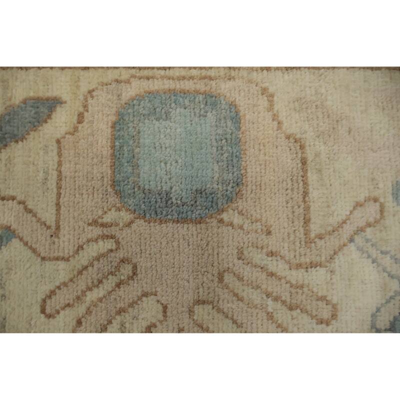 Hand Knotted Oriental 100% Wool Carpet Transitional All-Over Greys & Charcoal Oushak Area Rug - 9' 11'' X 7' 10''