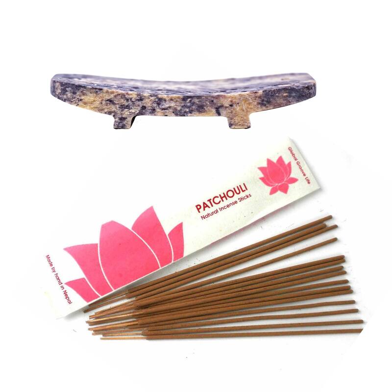 Carved Soapstone Incense Holder with Stick Incense