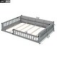 preview thumbnail 4 of 17, Solid Pine Wood Full Size Upholstered Platform Bed with Guardrail and Pillow, Not Need Box Spring, for Kids Girls Boys