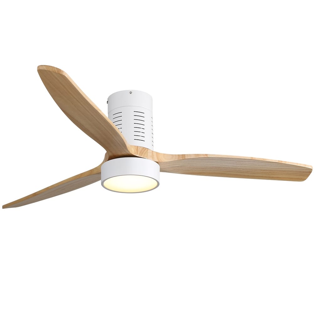 Sofucor 52 Inch Light Luxury Walnut Style Solid Wood Ceiling Fan with Remote Control,Adjustable lighting,Smart Optional