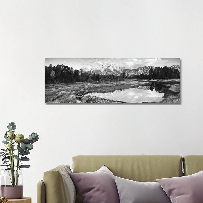iCanvas "Reflection Of Clouds In Beaver Pond, Teton Range, Grand Teton National Park, Wyoming" by Panoramic Images Canvas Print - 16x48x1.5