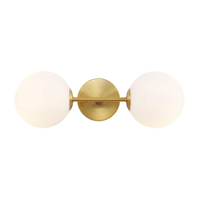 SAFAVIEH Rakhee 2-Light Globe Bathroom Vanity Wall Sconce (LED Bulbs Included) - 17.5 In. W x 7 In. D x 6 In. H - 18Wx7Dx6H