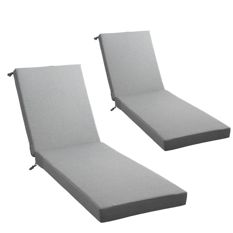 Gymojoy 72x22x3.5 Inch Outdoor Chaise Lounge Cushion, Waterproof Patio & Pool Chair Cushion with Removable Cover - Grey - 2 Set