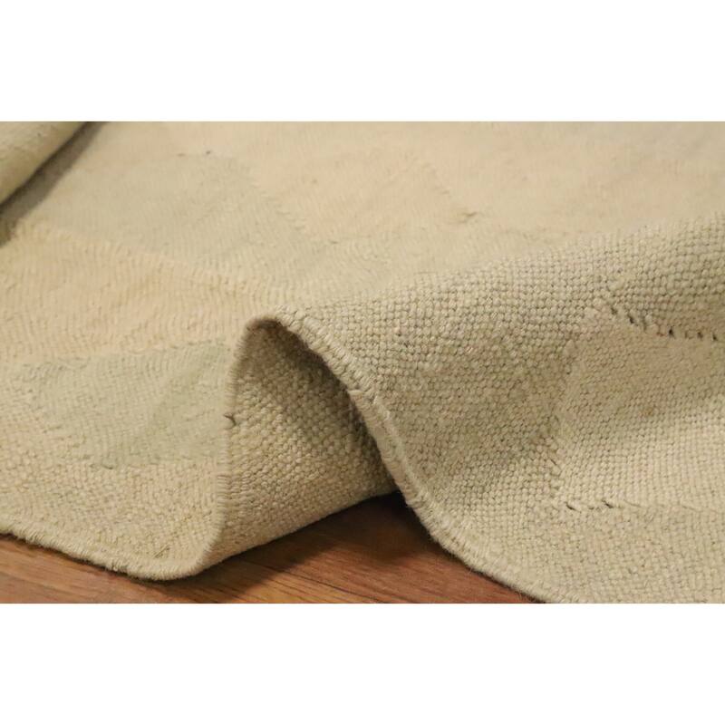 Hand Woven Oriental 100% Wool Carpet Southwestern Modern Beige & Ivories Kilim Area Rug - 4' 9'' X 2' 11''