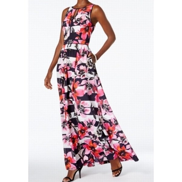 striped floral maxi dress